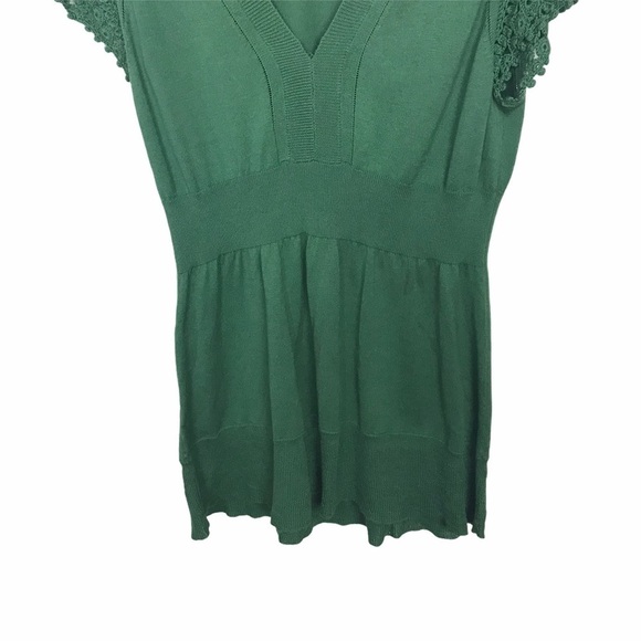 BcbgMaxAzria Green Silk Cotton Blend Knit Blouse - Picture 4 of 9